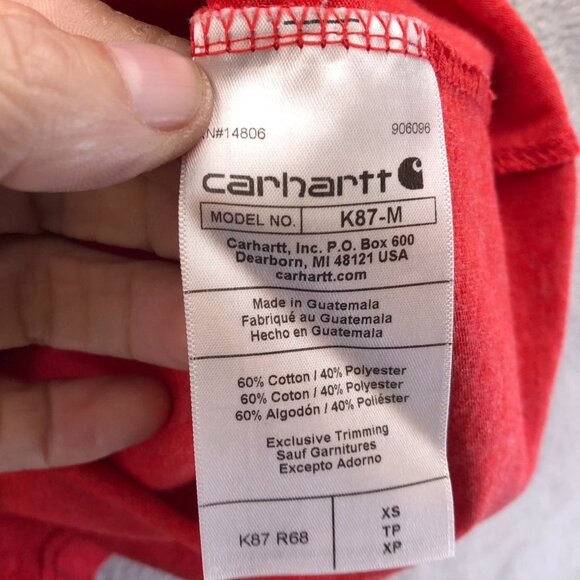 Carhartt Mens T-Shirt XS Short Sleeve Loose Fit Red Pocket Tee Classic Casual - Picture 7 of 11